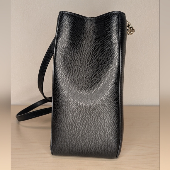 DKNY Black Leather Charm Tote with Gold Accents - Picture 7 of 16